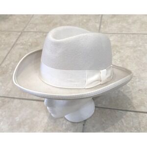 Scala Classico White Wool Felt Godfather Fedora Hat Size XL Jazz Swing Swagger